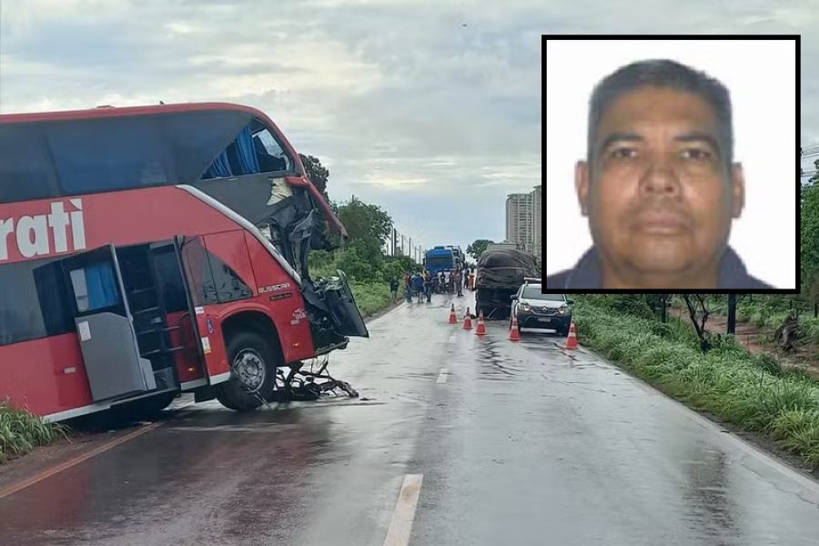 Motorista morre e 12 ficam feridos em batida entre ônibus e caminhão 